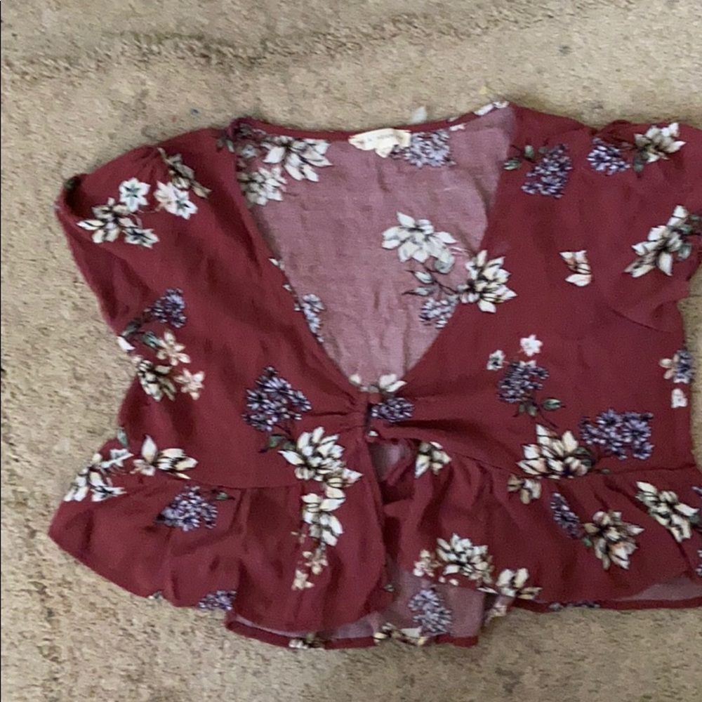 Pink floral crop top